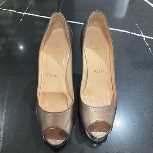 Christian Louboutin Metallic Bronze Peep-Toe Heels